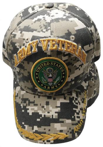 United States Army Veteran CAMO Embroidered Baseball HAT USA Vet Seal Cap A133 miniatura 2