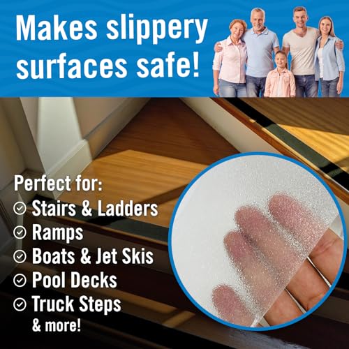 Image of Anti Slip Tape for Outdoor Stair Treads, Non-Skid Grip for Stairs | Steps, 4 inch x 40ft Roll, Clear Waterproof Traction, Weather-Resistant Friction Floor Tread for Dogs and Steps