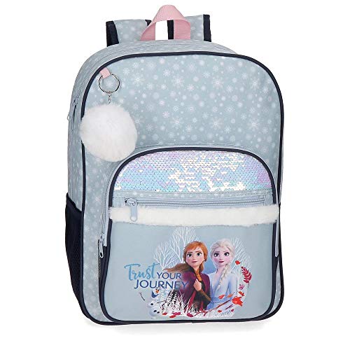 Disney Mochila Frozen con lentejuelas Trust your journey escolar 38cm  Azul