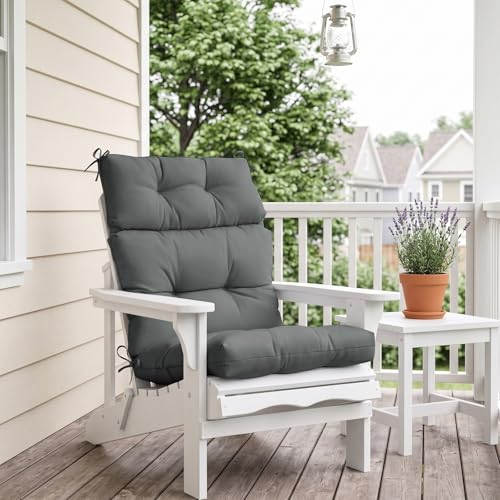 EAGLE PEAK Tufted Outdoor/Indoor High Back Patio Chair Cushions, 2 Pack, 46'' x 22'', Gray by EAGLE PEAK - Used condition - Image 7