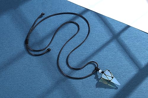 Image of XIANNVXI Healing Crystal Necklace for Men Jewelry Gift | Adjustable Black Rope Natural Gemstone Pendant