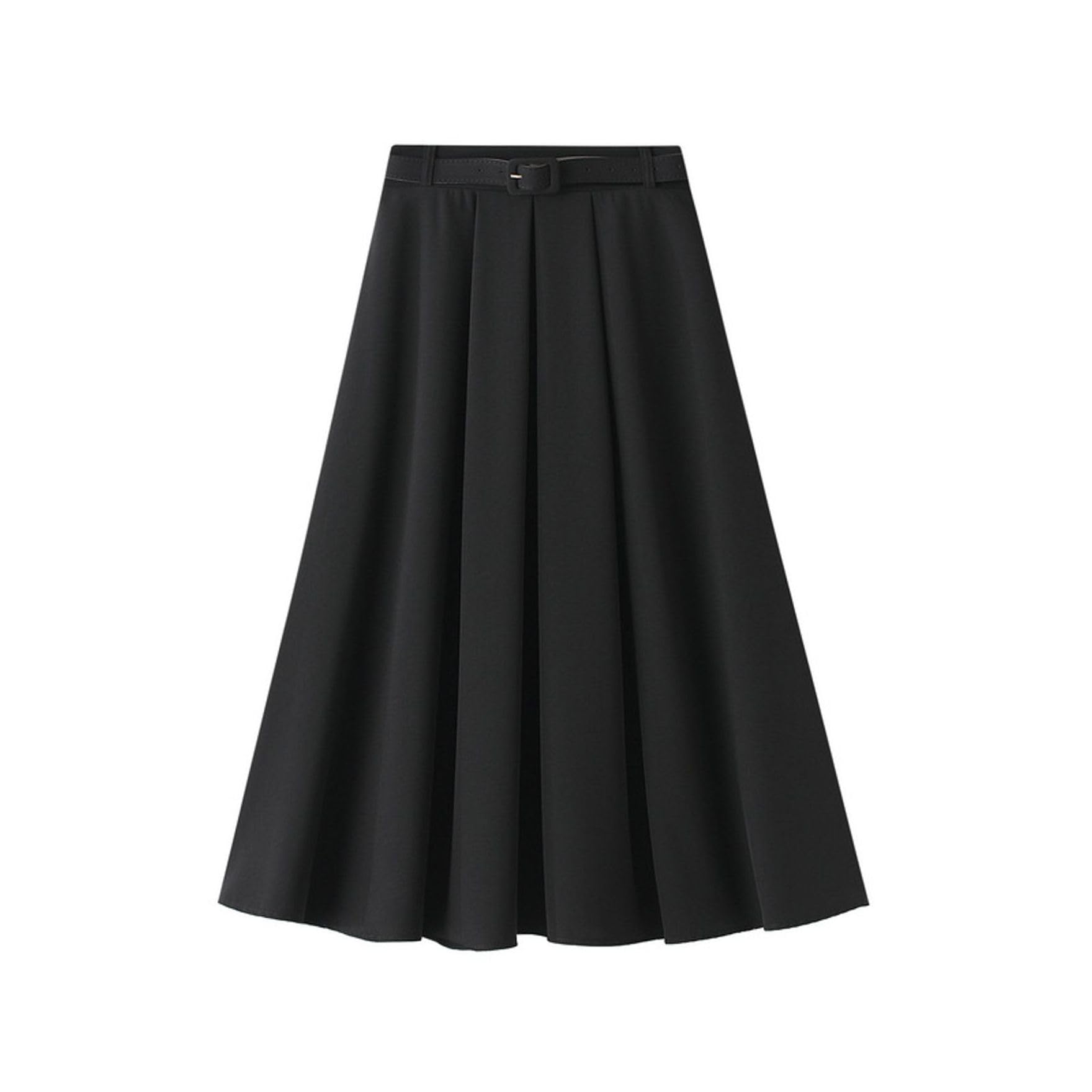 Womens A-Line Skirts High Waisted Midi Long Skirt Pleated Business Skirts Elegant Casual Dressy Skirts with Belt