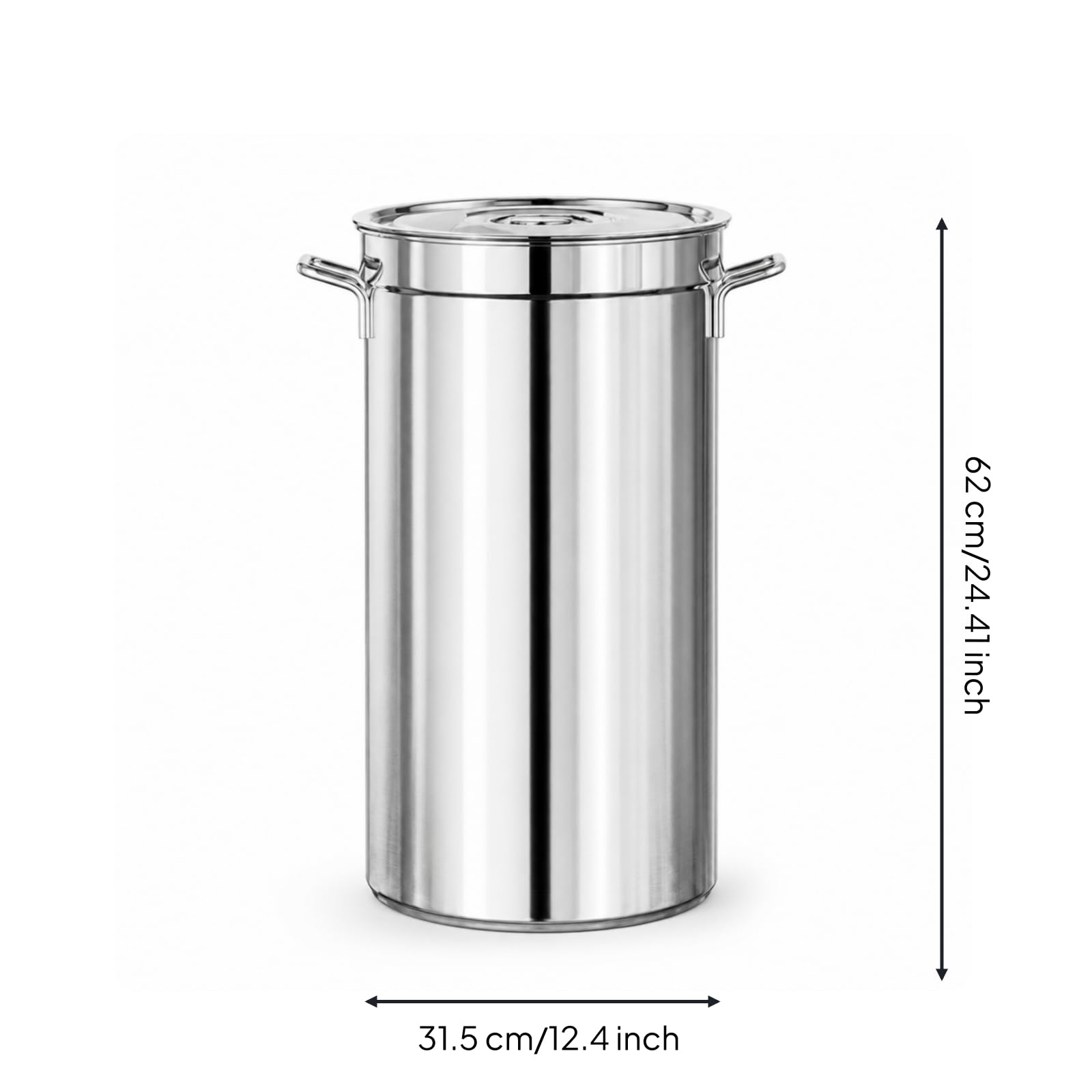 Gralara Pentola in Acciaio Inox con Manici Professionale Pentola con Manici Laterali Lucidata Utensile da Cucina per Ristoratori, Ristorante, 30 60
