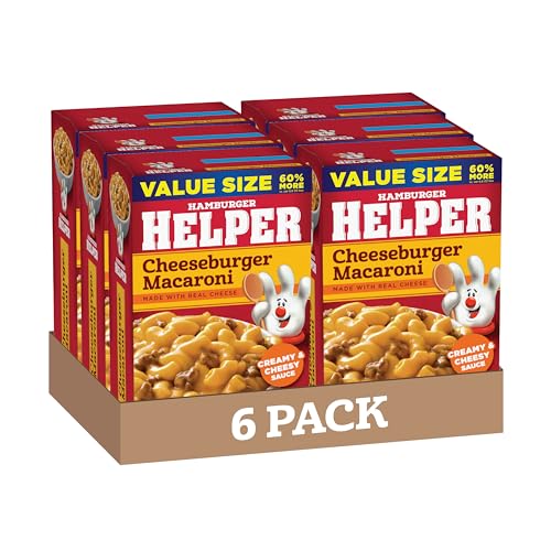 Image of Hamburger Helper Cheeseburger Macaroni Value Size Pasta Meal (10.6 oz - 6 Pack) No Artificial Flavors, Ready in 3 Easy Steps, Quick Meals for Midweek Dinners, Busy Evenings & Families On-the-Go