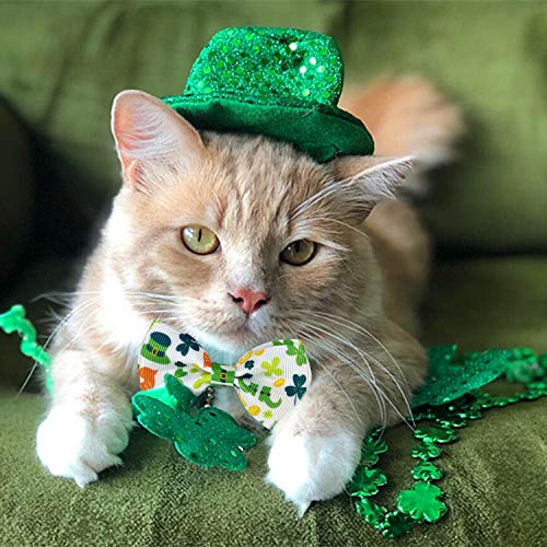 Pohshido St. Patrick's Cat Collar with Bow Tie and Bell, Kitty Kitten Breakaway Lucky Irish Shamrock Collar for Girls… - Image 5