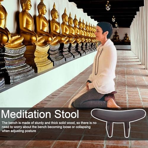 Meditation Stool, Wooden Meditation Kneeling Chair, Ergonomic Meditations Bench Yoga Chair Seat for Kneeling & Sitting, Portable Foldable Prayer Kneelings Stool Meditations Kneeler Bench - Image 5