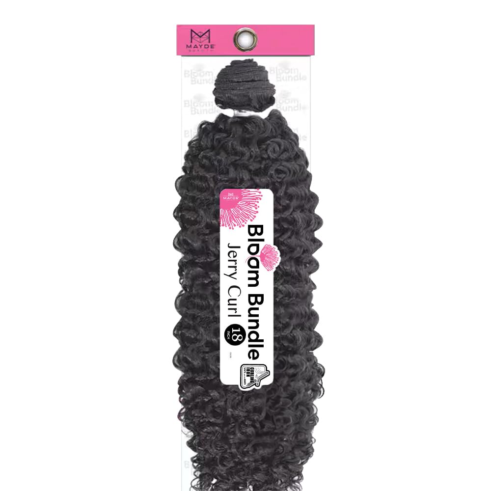 Mayde Beauty Bloom Bundle Weave JERRY CURL 18" (1-Pack, 1B Off Black) 1-Pack 1B Off Black