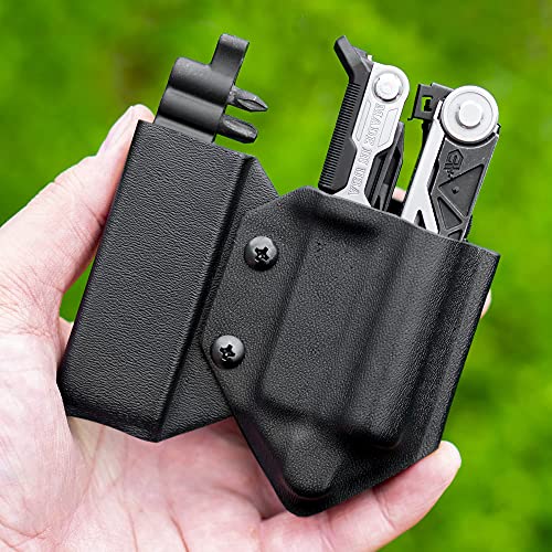 Bundle Of Clip & Carry Black Kydex Multitool Sheath For The Gerber Center-Drive W/Bit Sidecar & Tool Inspired Edc Belt #TOP5