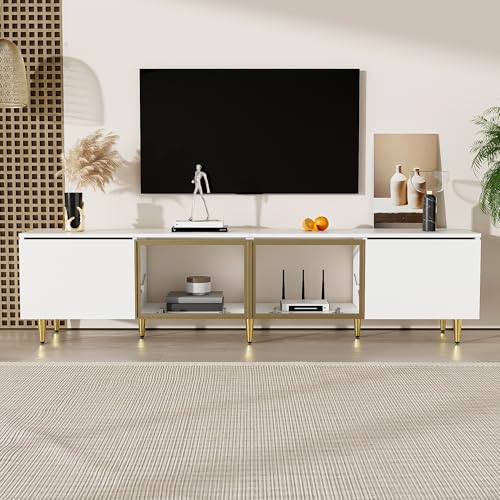 KecDuey 170 cm TV Unit, Minimalist White Low Cabinet, Floor Stand...