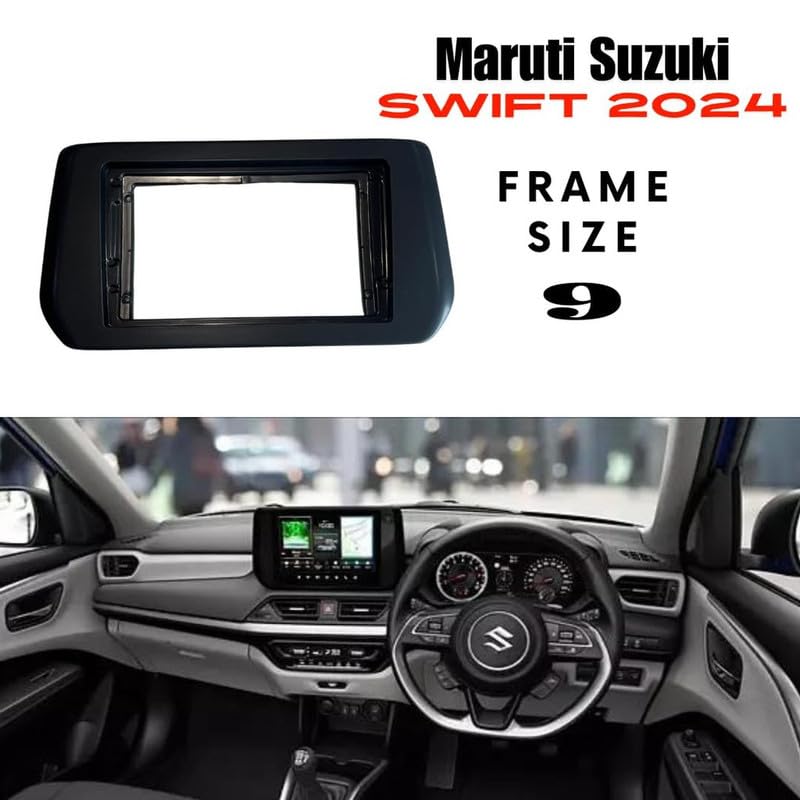 Image of Audio Wheels Car Mount Android Frame ABS300 Plastic Material 9 inch with Wiring Suitable for Base Model for Maruti Suzuki Swift 2024