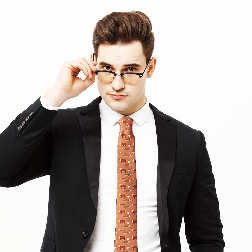 ( Hereford Cattle Cartoon ) Fashion Novelty Necktie, Conversation Neckwear Ties Great for Party and Events