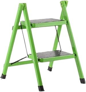 Step Ladder Folding Ladder Telescoping Ladder 2-Step Ladders Folding Ladder Wide and Thick Non-Slip Steps Portable Ladders for Home and Garden 330 Lbs Extension Ladder Step Stool Folding (Color : Gre