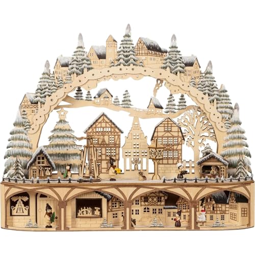 Saico Schwibbogen Weihnachtsmarkt 15 Saico HGD - LED Lichterbogen „Weihnachtsmarkt“ aus Holz -...