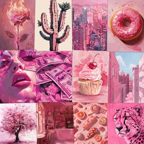 Image of Wallgasm Paper Pink Aesthetic Poster Set-Set Of 54, 4 X 6 Inches Wall Decor Poster-Posters For Bedroom, Living Room, Office|Aesthetic Room Decor Items