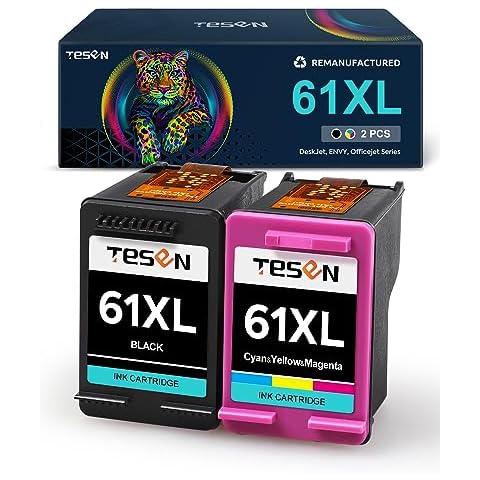 TESEN 61XL Remanufactured 61XL Ink Cartridge Replacement for HP 61XL 61 XL Use with HP Envy 4500 4508 5535 DeskJet 1000 1012 1512 Officejet 2620 2624 4630 eAIO Series Printer (1Black+1Color, Combo) Cover