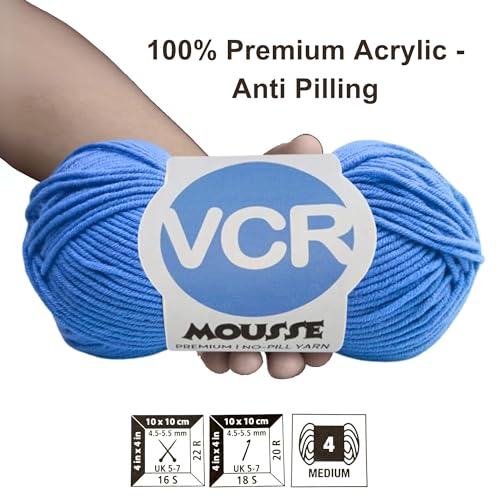 Image of VCR 4ply Dark Sky Yarn, 100 Grams Hank, 190 Meters Length, Acrylic Ball for Crochet and Knitting, Soft Crosia Threads, Pack of 1 Yarn, Suitable for DIY Crafts