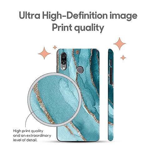 Image of COLORflow Back Cover Compatible with Honor Play | Beautiful Blue Marble Golden Stripes | Designer Printed Hard CASE Bumper Back Cover Compatible with Honor Play