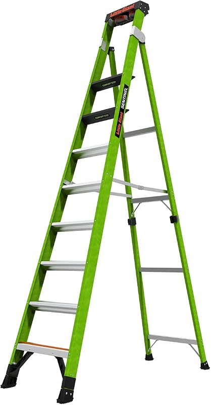 Little Giant Sentinel, escalera de tijera con estructura A de 10 pies, fibra de vidrio, 15910-002 | Escalera combinada, modos de escalón e inclinación, almohadilla de pared giratoria, escalones cómodos, taco de suelo, tipo IAA 375 lbs. Capacidad de peso