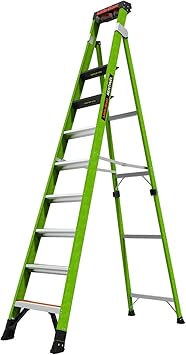 Little Giant Ladders, Sentinel, M10, 10ft A Frame Stepladder/Leaning Ladder, Fiberglass, Type 1AA, 375 lbs Weight Rating, 15910-002, Hi-viz Green