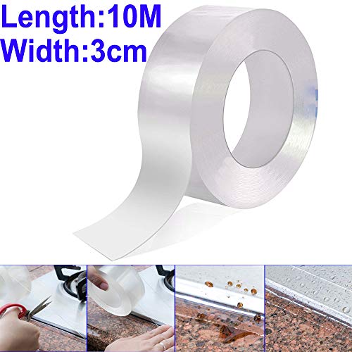 Preisvergleich Produktbild Gebildet PVC Bad Versiegelungsmittel Tape, Acryl Abdichtungsband Wand Dichtungsband Wasserdicht Band, Küche Herd Spaltdichtungen (3CM × 10M, Transparent)