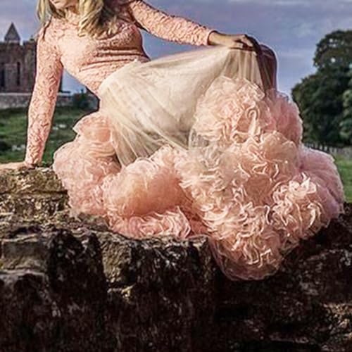 WDPL Women's Long Floor Length Ruffles 3D Floral Sheer Tulle Skirt3