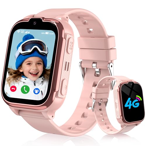 4G Reloj Inteligente Niño con GPS y Llamadas, Smartwatch Niños Llamadas Videollamada Teléfono SOS Chat SMS Juego Despertador IP68 Impermeable Modo Clase Localizador, Reloj GPS Niños Estudiante Regalo