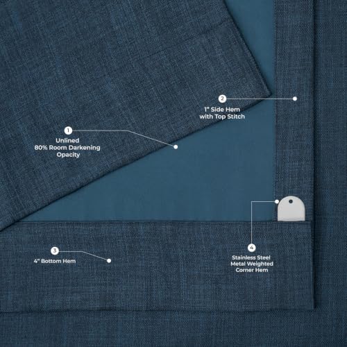 Image of HPD Half Price Drapes Grommet Linen Curtains 120 Inches Long Room Darkening Curtains for Bedroom & Living Room (1 Panel), 50W x 120L, Nightfall Navy