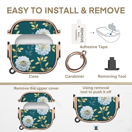 Image of Maxjoy for AirPods 4 Case with Lock, Cute AirPods 4 Case Lock Protective Hard AirPod 4 Generation Cover for Women Girly with Keychain Clip for AirPod 4th Generation Cover 2024, Floral