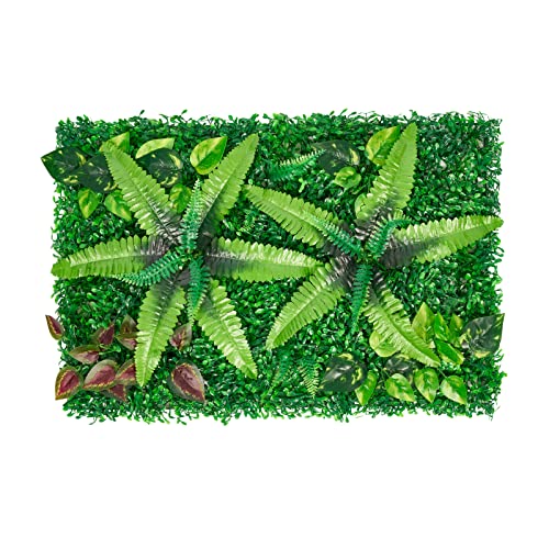 Paneles de pared de césped artificial, pared de fondo, plantas artificiales, para interiores y exteriores, embellecen tu balcón, 6 unidades, 60 x 40 x 4 cm, verde