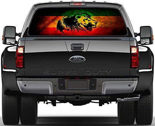 Lion of Judah Rasta Flag Rear Window Graphic Decal Sticker Car Truck SUV Van 321, Regular