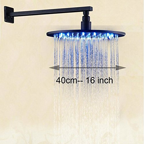 Pomme de douche LED Gowe avec jet pluie 40,6 cm et bras mural