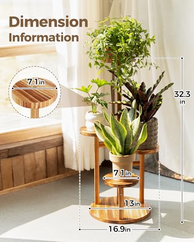 Support pour plantes d'intérieur à 4 niveaux en bois pour balcon