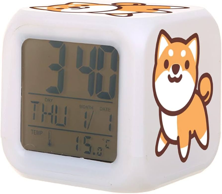 Amazon.co.jp: 目覚まし時計 置き時計 かわいい 柴犬 犬柄 デジタル