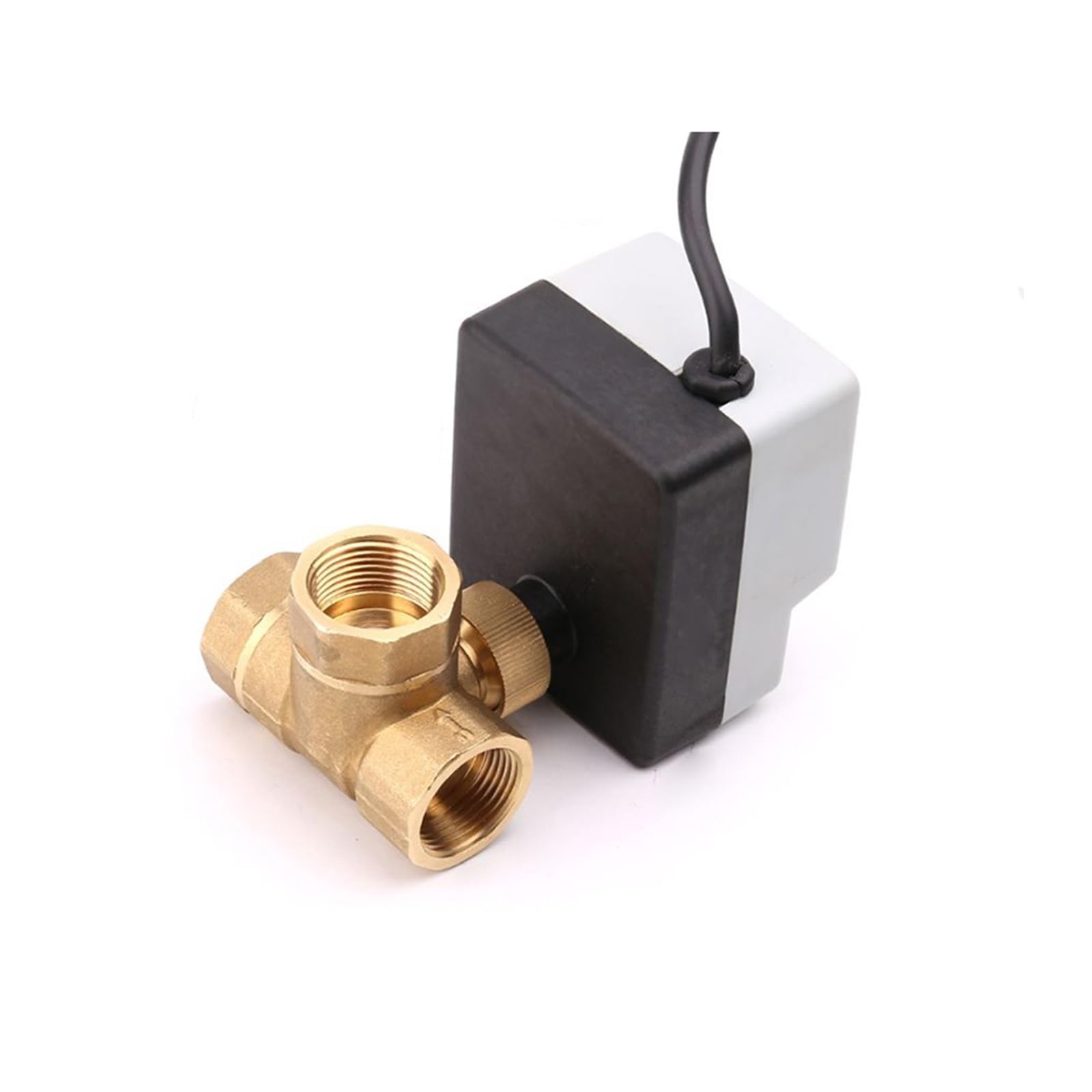 DN15 DN20 DN25 DN40 Vanne à boisseau sphérique motorisée à 3 voies 220V 12V 24V Vanne à boisseau sphérique électrique en laiton à 3 fils 2 commandes avec interrupteur manuel ( Size : DN32 , Color : 24