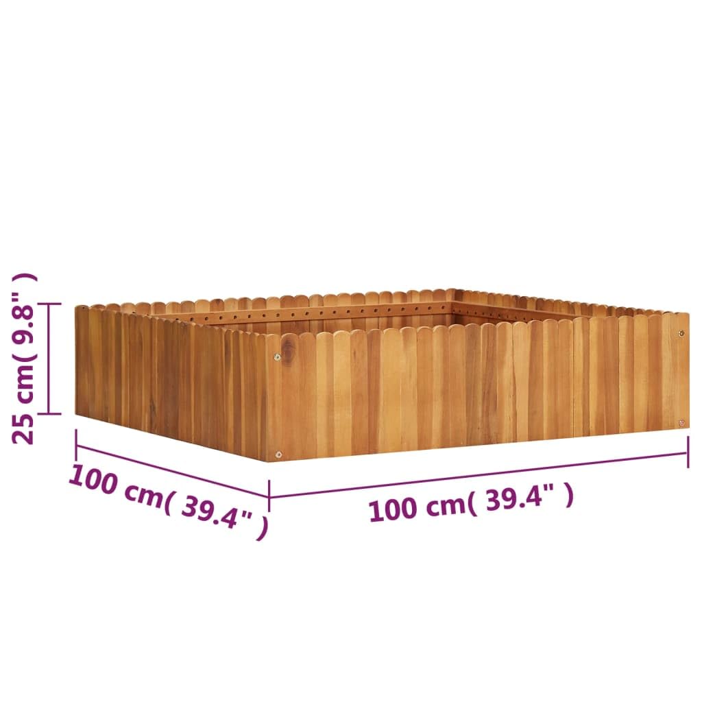 vidaXL Arriate Florero Jardinería Macetas Tiestos Accesorios Articulos Flores Plantas Diseño Rústico Robusta 100x100x25cm Madera Maciza Acacia