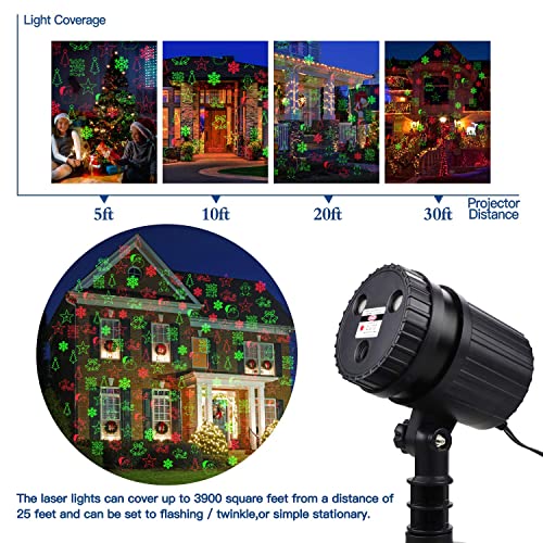 Christmas Laser Projector Lights, 8 Patterns Led Projection Lights With Remote, Landscape Projector Spotlights, Red And Green Star Show, Decoration For Outdoor And Indoor, Christmas, Holiday #TOP2