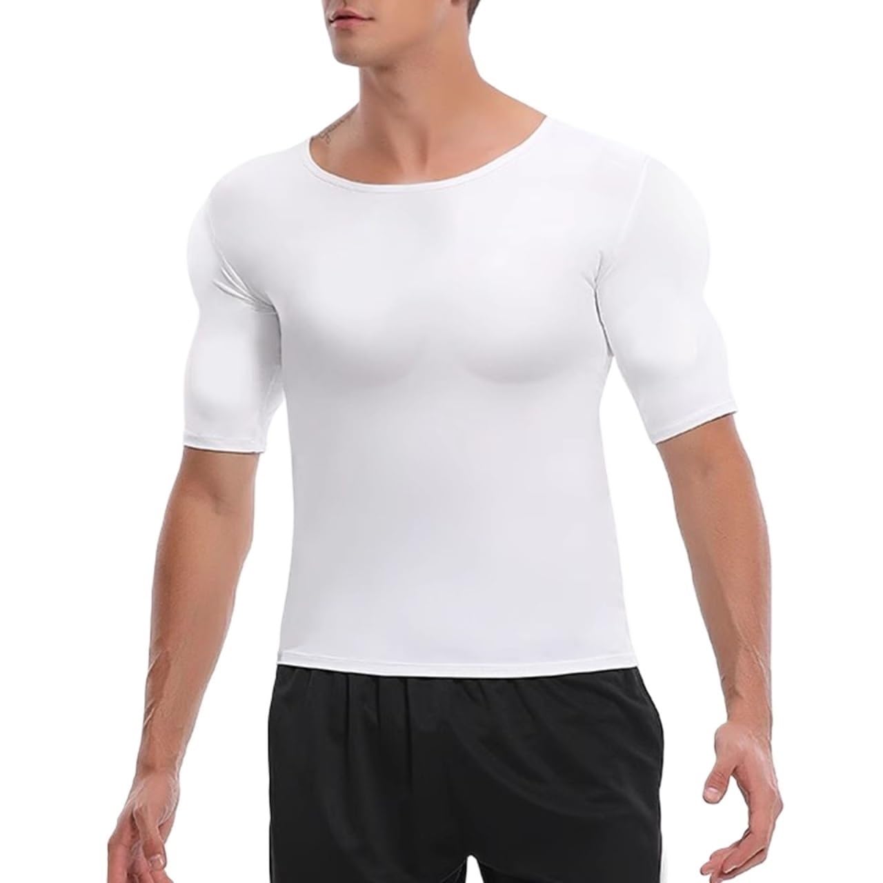 Fake Muscle Shaper Chest Shoulders Padded Fattening Thin Short Sleeve Shirt Direct & Base Invisible Enhancer Costume