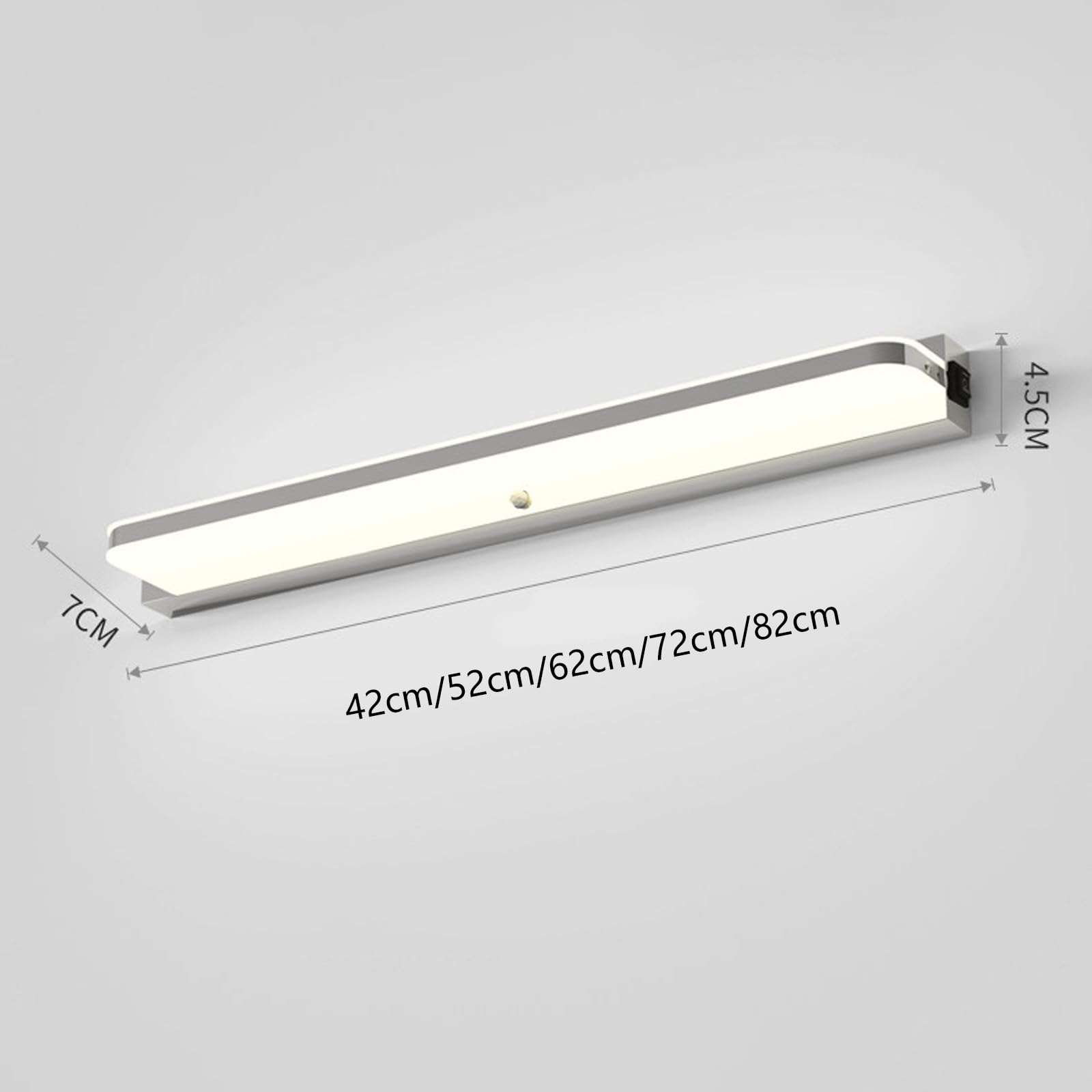 LED Wandlampe mit Bewegungsmelder Wandleuchte mit Schalter Wandbeleuchtung Wasserdicht Wandleuchten Modern Wand Edelstahl für Spiegelleuchte Badleuchte Dartscheibe (Silbrig-Neutrales Licht,52cm)