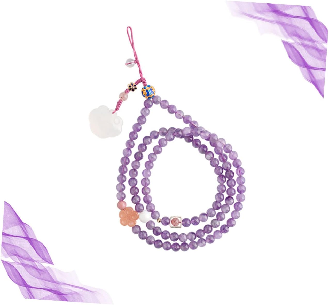 NUOBESTY Natural Amethyst Phone Lanyard Stylish Phone Cord for Phone Decor Easy Attachment Versatile Use Durable Material for and Accessories