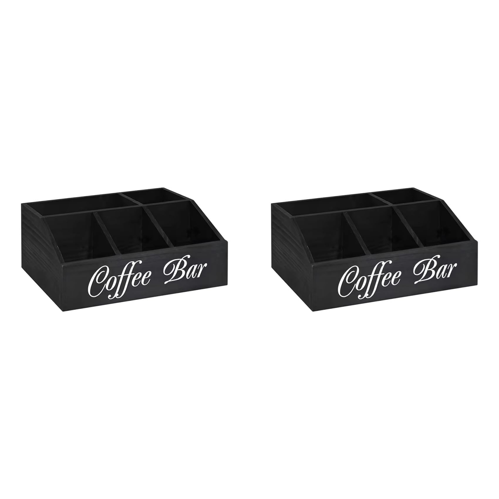 Vjsujehgy 2X Coffee Station Counter Organizer Countertop Wooden Basket Holder Wood Coffee Pods Holder Storage Basket for Offices