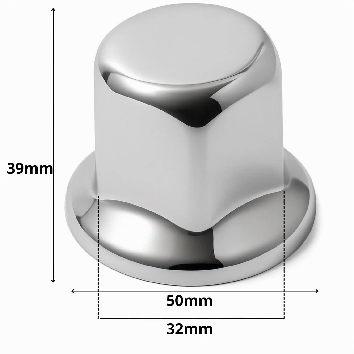 60x Radmutterkappen 32mm Chrom Kurz für LKW Anhänger Lastwagen