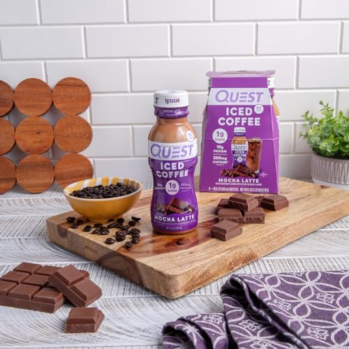 Quest Nutrition Iced Coffee, Mocha Latte, 1g of Sugar, 10g of Protein, 90 calories, 200mg of caffeine, 12 Count image 8
