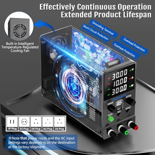 Image of DC Power Supply Variable, 0-30V 0-10A Adjustable Switching DC Regulated Bench Power Supply with USB & Type-C Quick-Charge, Encoder Knob, Output On /Off Switch, 4-Digit LED Display - SPS-3010M