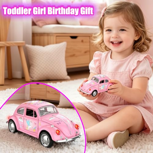 Carrito Beetle rosa 1:36 con luces y música para niñas miniatura 6