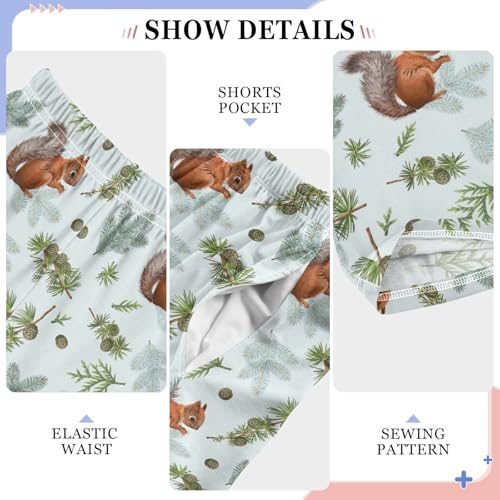 ZZXXB Squirrel Pine Branches Boys Long Pants Soft Trousers Elastic Waist Kids Lounge Bottoms with Pockets S-XL4