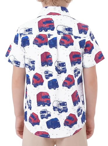 Image of Boys Hawaiian Button Down Shirt, Pure Combed Cotton Short Sleeve Size 3-15Y | Pure Combed Cotton, Smooth 60s yarn, Tagless Label, Pilling-Resistant, Shrink-Resistant, Fade-Resistant, Machine Washable