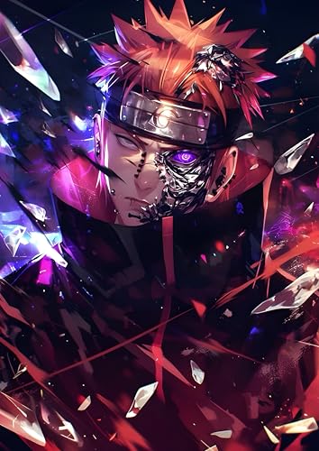 Image of NIJUKA Anime Printed Metal sheet Poster For Home And Room Decoration | For Anime Art Fans Boys And Girls (Akatsuki member pain mighty push)