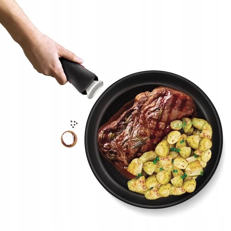 Tefal Ingenio Lot de 2 poêles en acier inoxydable avec poignée amovible anti-adhésive 24/28 cm