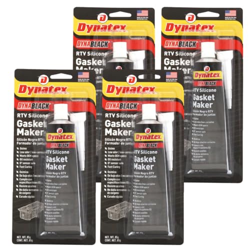 Image of Dynatex DynaBlack RTV Silicone Gasket Maker 85g Tube - 500F High Temperature, Sensor Safe, Low Odor, and Non-Corrosive Silicone Sealing Compound Made in the USA (4-Pack)