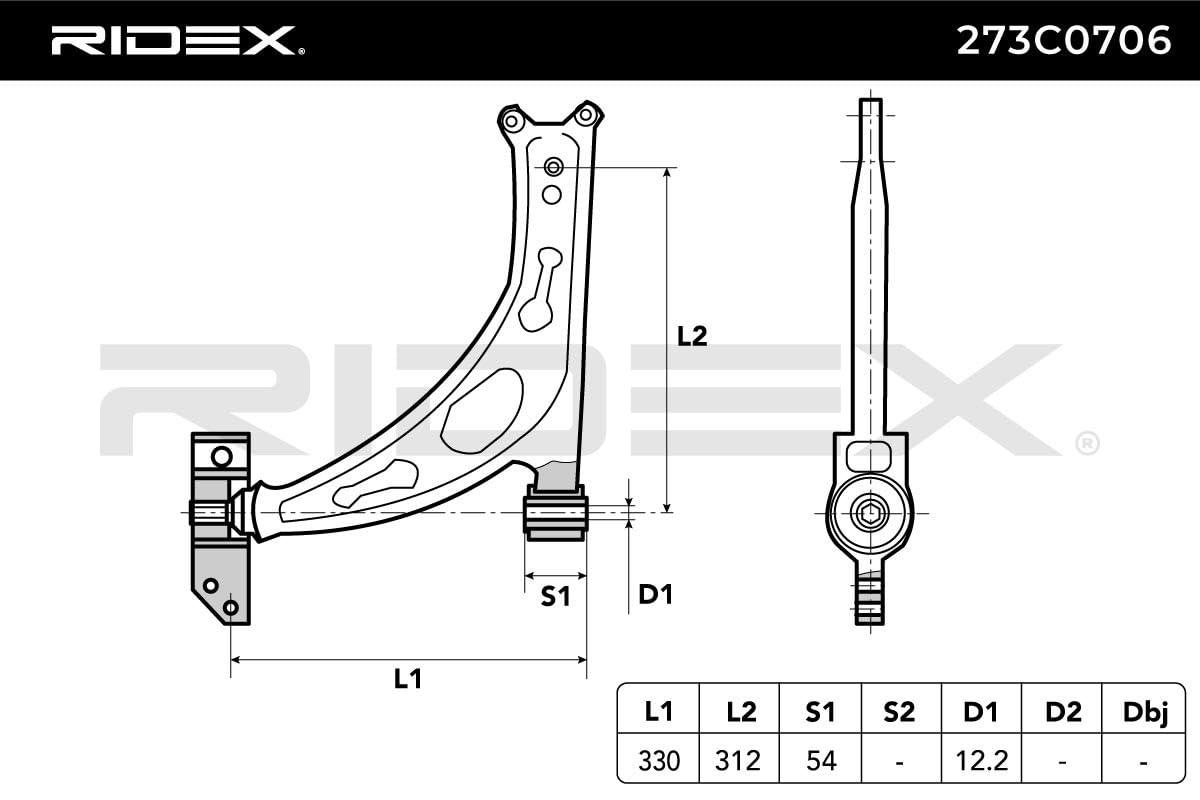 RIDEX 273C0706 Braccio oscillante sospensione ruota Anteriore Sinistra Anteriore Sinistra Compatibilità con VW Golf 6 5K1